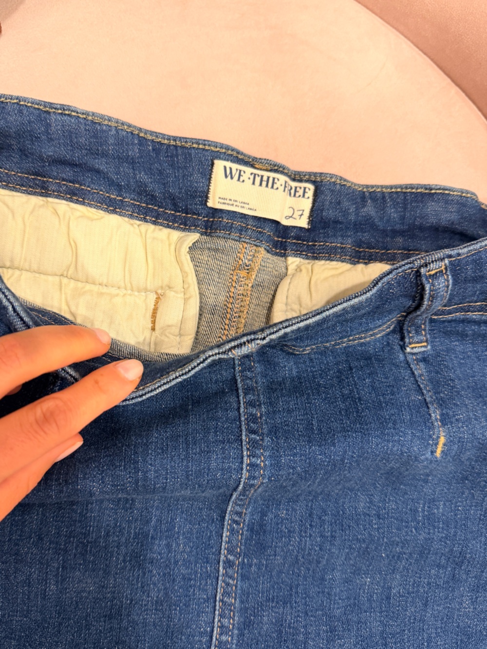 We The Free Blue Denim Mini Skirt
